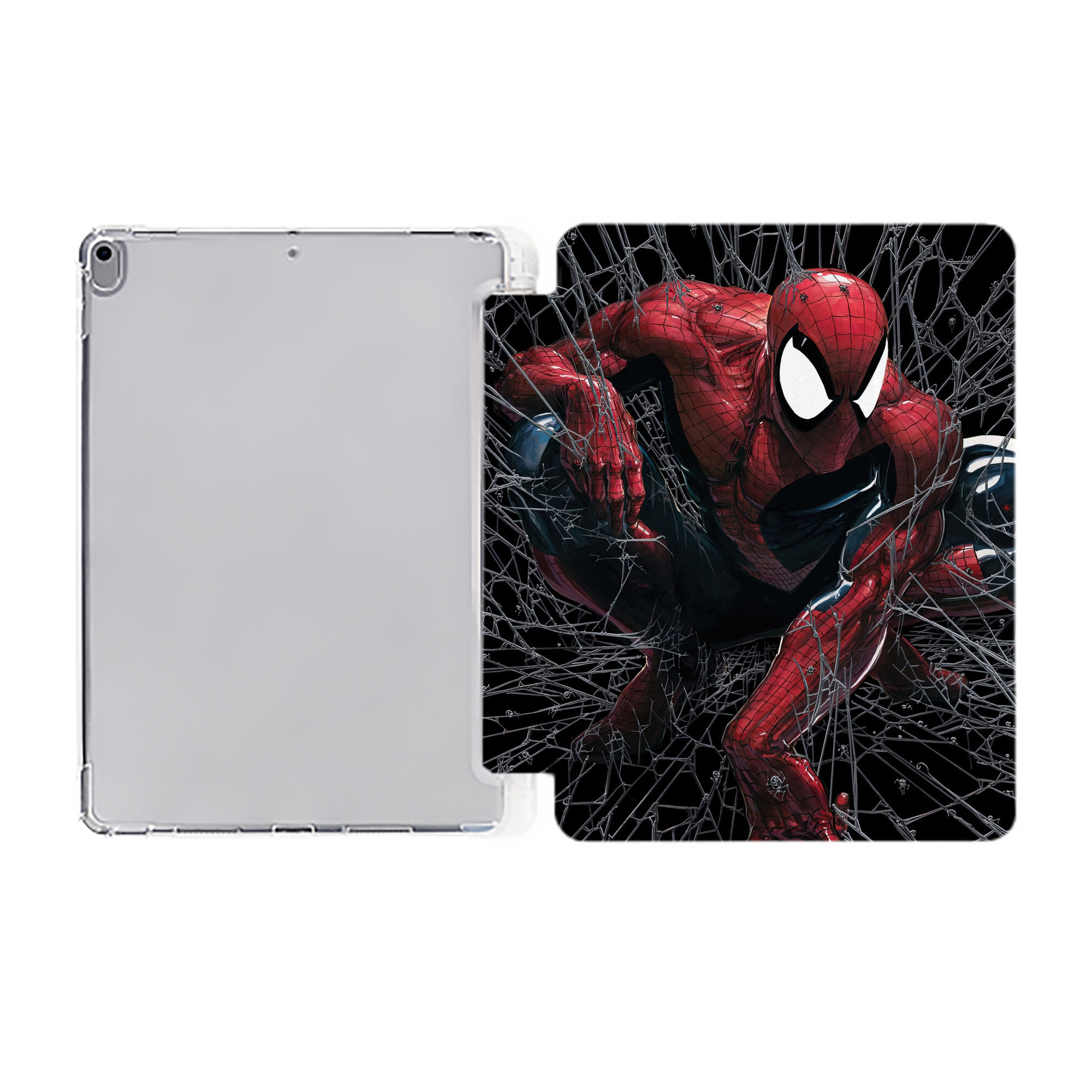（画像用） Spider Man スパイダーマン IPad ケース ペン収納付き 三つ折りスタンド PUレザー×シリコン 対応機種9.5/10.5/10.9インチ